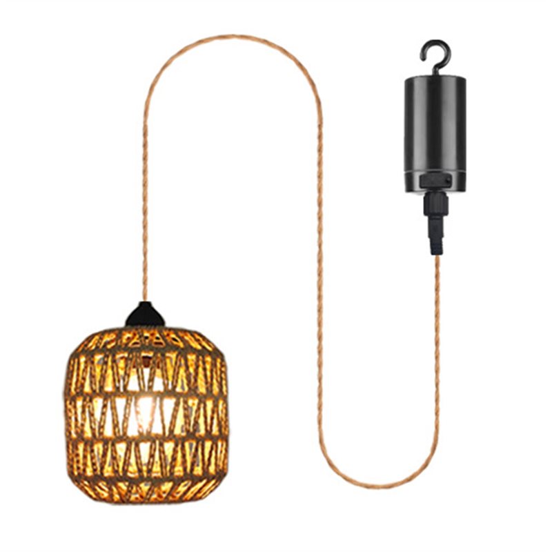 Outdoor Power For Gazebo - YANA50I Battery-Powered Outdoor Chandelier, Woven Rattan