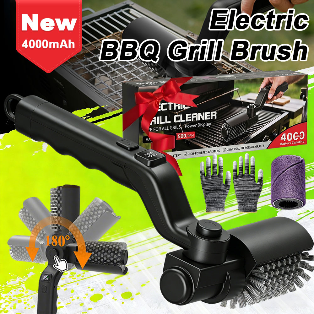 Outdoor Power Grill - Electric Grill Brush Cleaning BBQ Cleaner