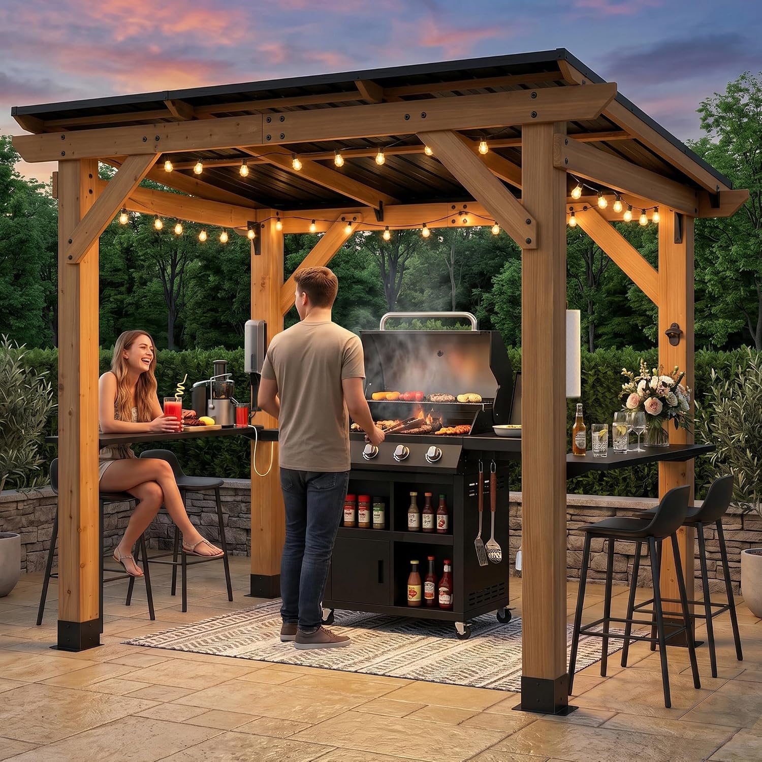 Cedar Wood Grill Gazebo 6x8 FT - огляд і ціна Outdoor Power For Gazebo